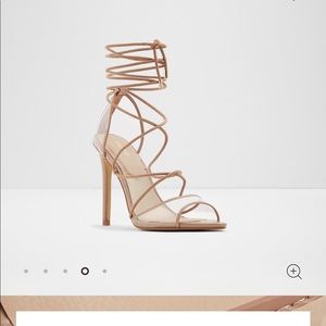NIB ALDO strappy clear nude heels amenabar